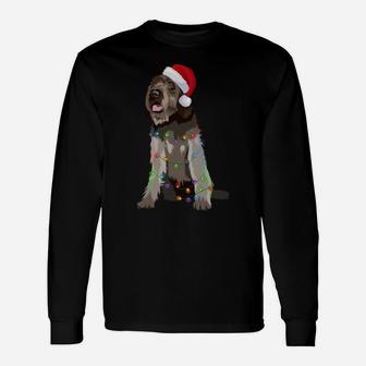 Wirehaired Pointing Griffon Christmas Lights Xmas Unisex Long Sleeve | Crazezy