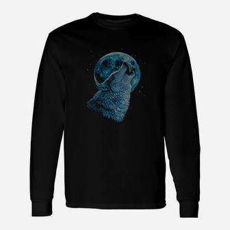 Wolf Howling At The Moon Long Sleeve T-Shirt - Thegiftio UK