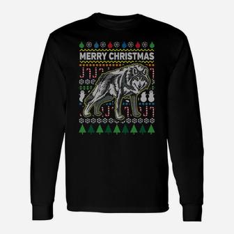 Wolf Ugly Christmas Sweatshirt Tacky Xmas Crazy Gift Idea Unisex Long Sleeve | Crazezy AU