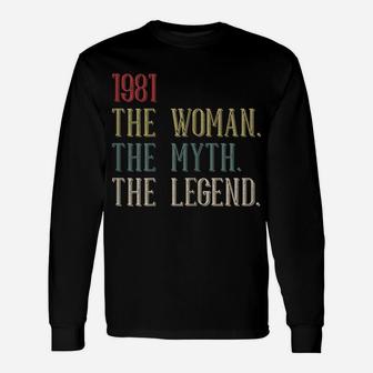 Womens 1981 Woman Myth Legend Retro 39 Year Old 39Th Birthday Women Unisex Long Sleeve | Crazezy