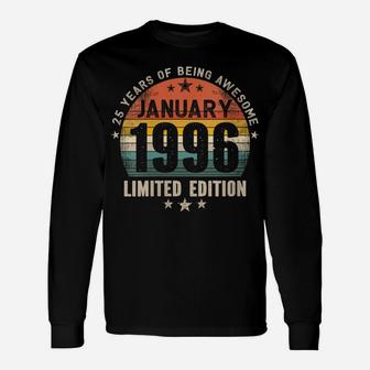 Womens 25 Years Old Made In January 1996 Vintage 25Th Birthday Unisex Long Sleeve | Crazezy DE