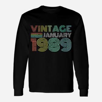 Womens 30Th Birthday Gift Vintage January 1989 Thirty Years Old Unisex Long Sleeve | Crazezy