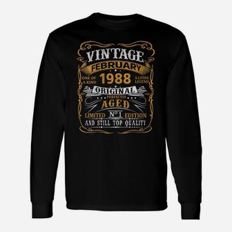 Womens 34 Year Old Made In February 1988 Vintage 34Th Birthday Unisex Long Sleeve | Crazezy
