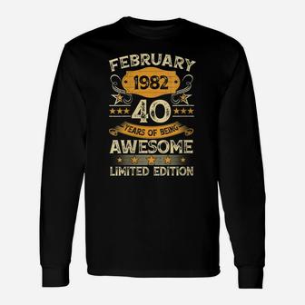 Womens 40 Year Old Gift Vintage February 1982 40Th Birthday Gift Unisex Long Sleeve | Crazezy CA