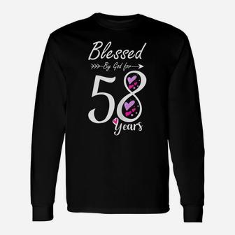 Womens 58Th Birthday Tee Gift And Blessed For 58 Years Birthday Unisex Long Sleeve | Crazezy