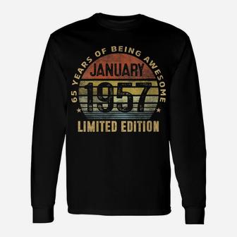 Womens 65Th Birthday Gift Men Vintage January 1957 65 Years Old Unisex Long Sleeve | Crazezy AU