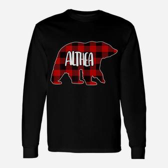 Womens Althea Bear Custom Red Buffalo Plaid Christmas Pajama Unisex Long Sleeve | Crazezy CA