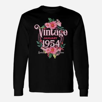 Womens Birthday Gift Born In January 1954 Flowers Bday Gift Unisex Long Sleeve | Crazezy CA