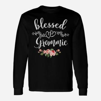 Womens Blessed Grammie Cute Flower Grammie Tee Gift Unisex Long Sleeve | Crazezy