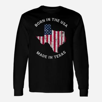 Womens Born In The Usa Flag Vintage State Of Texas Gifts Made In Unisex Long Sleeve | Crazezy