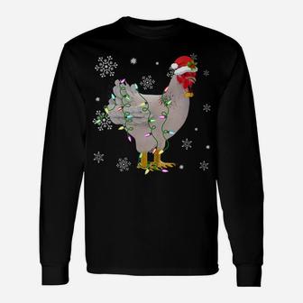 Womens Christmas Lights Chicken Lover Funny Santa Hat Xmas Family Unisex Long Sleeve | Crazezy DE