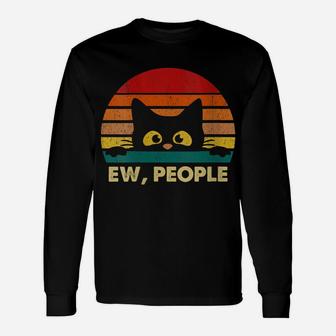 Womens Ew, People Vintage Black Cat Lover, Retro Style Cats Gift Unisex Long Sleeve | Crazezy CA