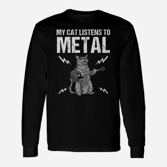 Womens Funny My Cat Listens To Metal Gift For Music Kitten Lovers Unisex Long Sleeve | Crazezy AU
