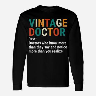 Womens Funny Vintage Doctor Definition Noun Medical Unisex Long Sleeve | Crazezy CA