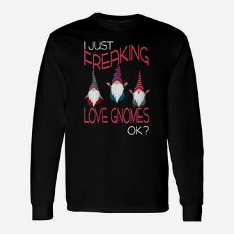 Womens I Freaking Love Gnomes Funny Awesome Gnome Lovers Gift Unisex Long Sleeve | Crazezy