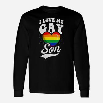 Womens I Love My Gay Son Cute Lgbtq Proud Mom Dad Parent Ally Heart Unisex Long Sleeve | Crazezy