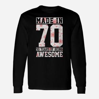 Womens Made In 1970 Awesome Since Vintage Floral 50Th Birthday Gift Unisex Long Sleeve | Crazezy