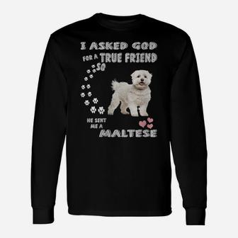 Womens Maltese Lion Dog Mom, Maltese Terrier Dad Print Cute Maltese Unisex Long Sleeve | Crazezy UK