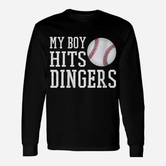 Womens My Boy Hits Dingers Proud Baseball Mom & Dad I Hit Dingers Unisex Long Sleeve | Crazezy UK