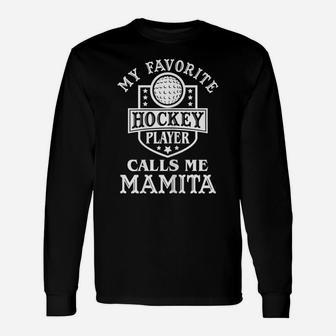 Womens My Favorite Hockey Player Calls Me Mamita Women's Hockey Unisex Long Sleeve | Crazezy