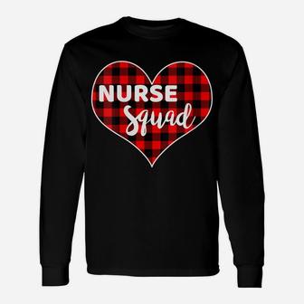 Womens Nurse Squad Merry Christmas Buffalo Plaid Heart Unisex Long Sleeve | Crazezy CA