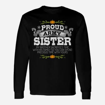Womens Patriotic Thanksgiving Proud Army Sister Deployed Family Unisex Long Sleeve | Crazezy