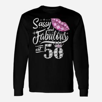 Womens Sassy And Fabulous At 50 Years Old 50Th Birthday Crown Lips Unisex Long Sleeve | Crazezy