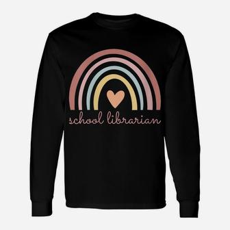 Womens School Librarian Boho Rainbow Library Funny Back To School Unisex Long Sleeve | Crazezy