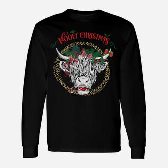 Womens Scottish Highland Cow Country Christmas Holiday Shirt Unisex Long Sleeve | Crazezy