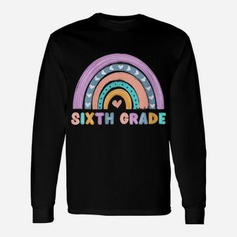 Womens Sixth Grade Boho Rainbow Funny Hello 6Th Grade School Team Unisex Long Sleeve | Crazezy