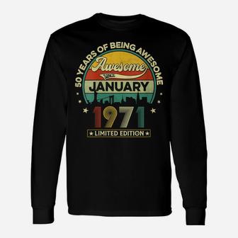 Womens Vintage January 1971 Retro 50Th Birthday 50 Years Old Gift Unisex Long Sleeve | Crazezy DE