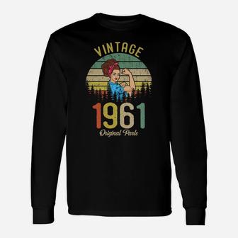 Womens Vintage Made In 1961 59Th Birthday Gift Idea Original Parts Unisex Long Sleeve | Crazezy AU