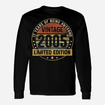 Womens Vintage Made In 2005 17 Year Old Gifts Retro 17Th Birthday Unisex Long Sleeve | Crazezy