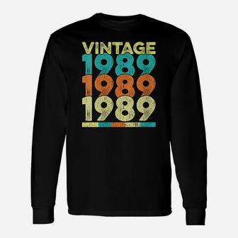 Womens Vintage Retro Made In 1989 Birthday Gift For A 30 Year Old Unisex Long Sleeve | Crazezy