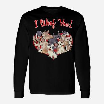 I Woof You French Bulldog Frenchie Valentines Day Long Sleeve T-Shirt - Monsterry