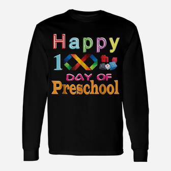 Words Happy 100Th Day Of Preschool Teacher Student Shirt Unisex Long Sleeve | Crazezy UK
