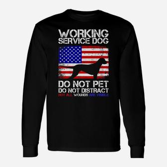 Working Service Dog Gift For Ptsd Veterans July 4Th Us Flag Unisex Long Sleeve | Crazezy UK