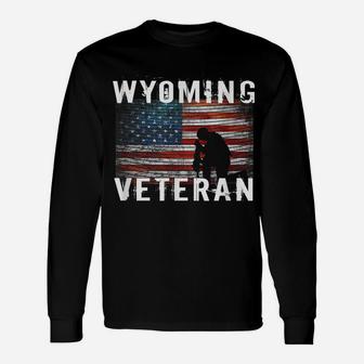 Wyoming Veteran Patriot Military Solider Flag Tee Unisex Long Sleeve | Crazezy