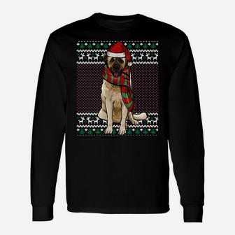 Xmas Anatolian Shepherd Dog Santa Hat Ugly Christmas Sweatshirt Unisex Long Sleeve | Crazezy