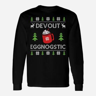 Xmas Devout Eggnogstic Eggnog Ugly Christmas Sweater Unisex Long Sleeve | Crazezy AU