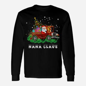 Xmas Nana Claus Red Truck Family Christmas Pajama Gifts Unisex Long Sleeve | Crazezy