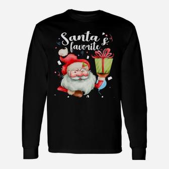 Xmas Santa Gifts Santa's Favorite Teacher Assistant Christma Sweatshirt Unisex Long Sleeve | Crazezy