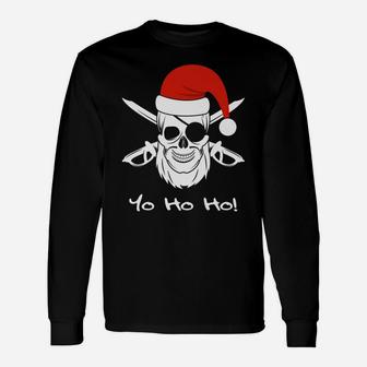 Yo Ho Ho Pirate Santa Premium T Shirt Fun Christmas Pirates Unisex Long Sleeve | Crazezy