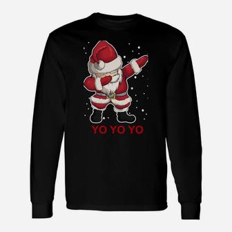 Yo Yo Yo Merry Christmas Santa Dabbing Ugly Sweater Sweatshirt Unisex Long Sleeve | Crazezy CA
