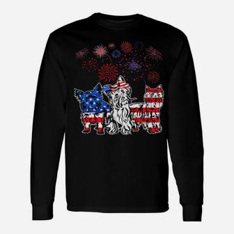 Yorkie 4Th Of July America Flag Long Sleeve T-Shirt - Monsterry UK