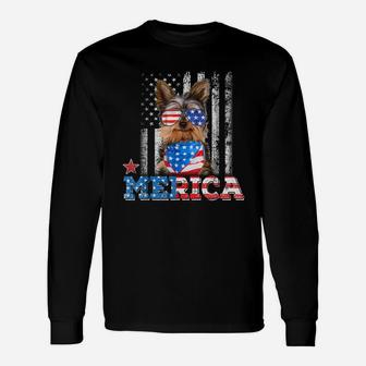 Yorkie 4th Of July Yorkshire Terrier America Flag Shirt Long Sleeve T-Shirt - Thegiftio