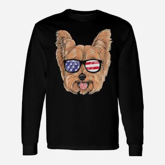 Yorkie Dog Patriotic Usa 4Th Of July American Long Sleeve T-Shirt - Monsterry UK