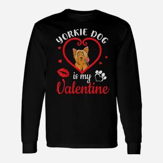 Yorkie Dog With Rose Inside Heart Yorkie Dog Is My Valentine Long Sleeve T-Shirt - Monsterry UK
