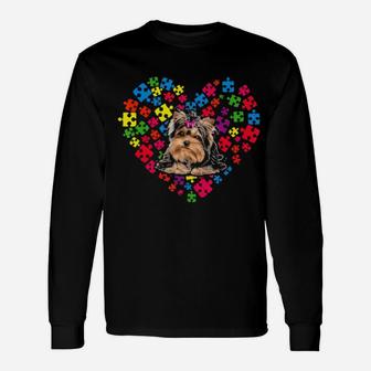Yorkshire Terrier Autism Awareness For Dog Mom And Dad Long Sleeve T-Shirt - Monsterry AU