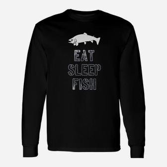 Youth Eat Sleep Fish Funny Fishing Unisex Long Sleeve | Crazezy DE